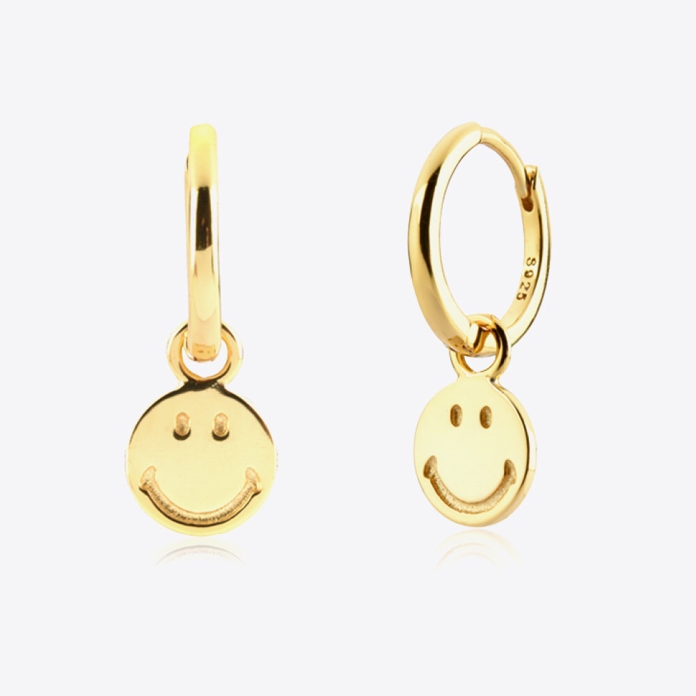 Smiley Face Drop Earrings New with Tags 18 Karate Gold